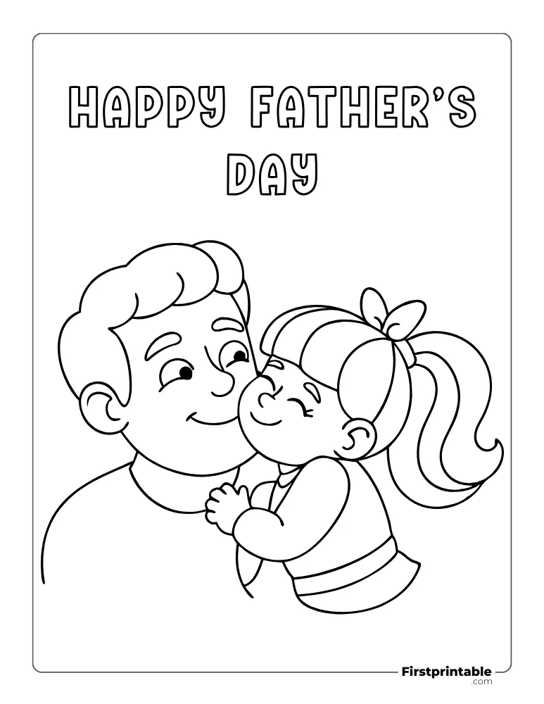 Lovely Dad and Kid Coloring Page