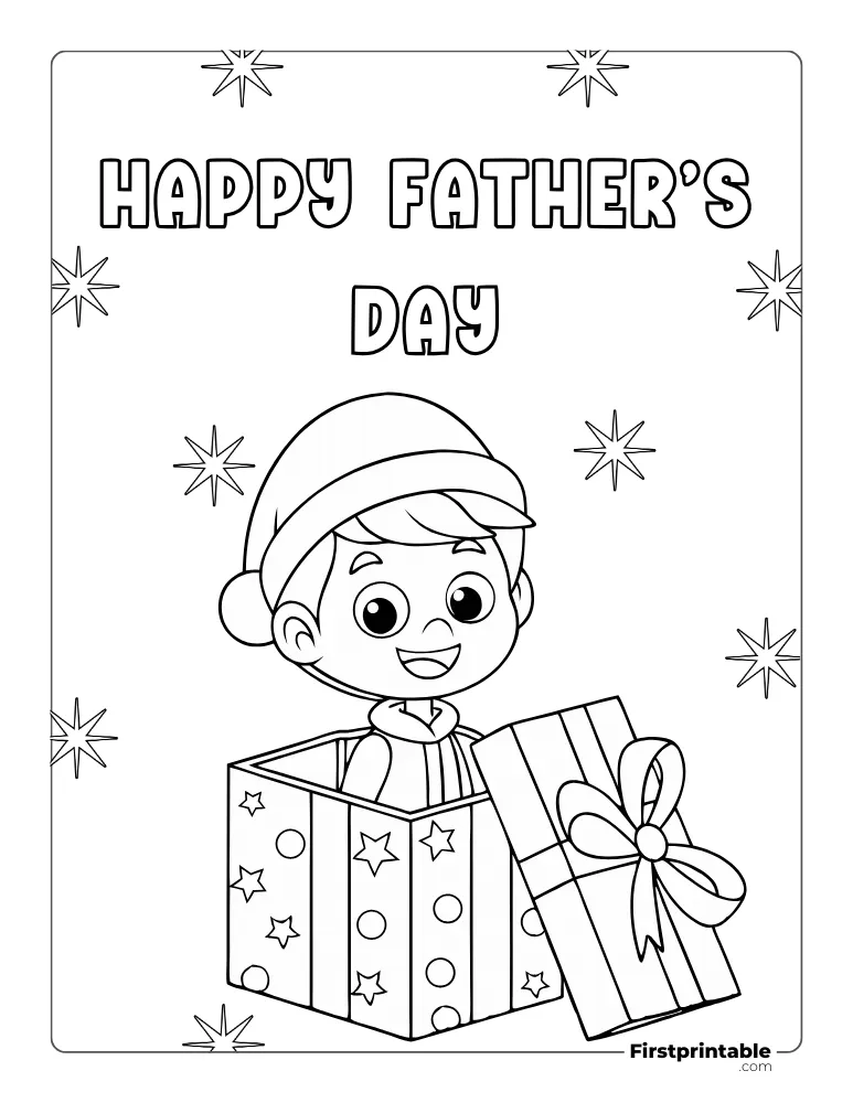 Surprise Gift to Dad Coloring Page