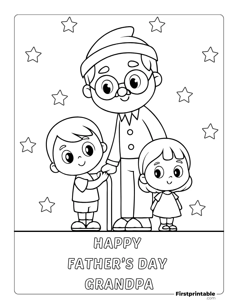 "Happy Father's Day Day Grandpa" Coloring Page