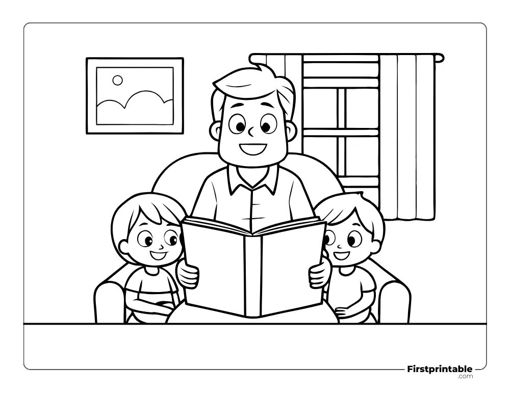 Story Time with Dad Coloring Page