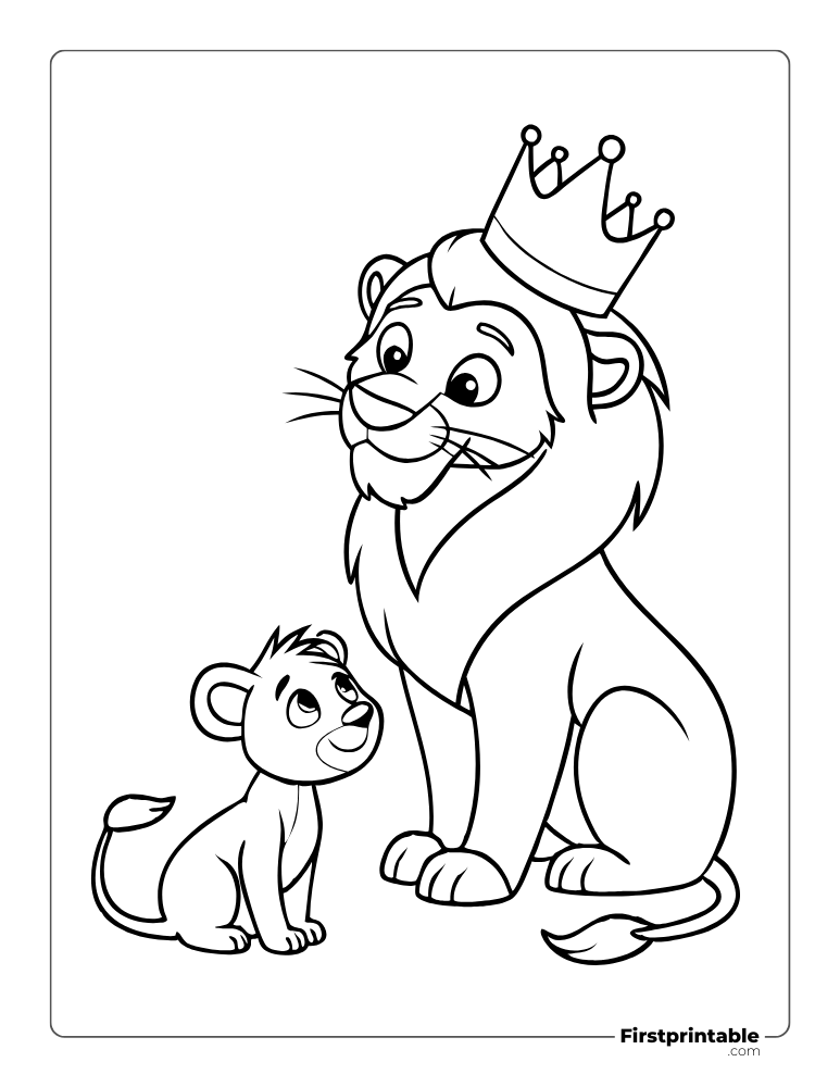Lion and Cub Coloring Page
