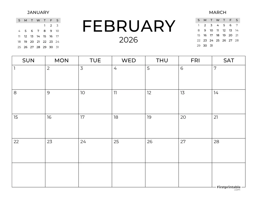 February Calendar 2026