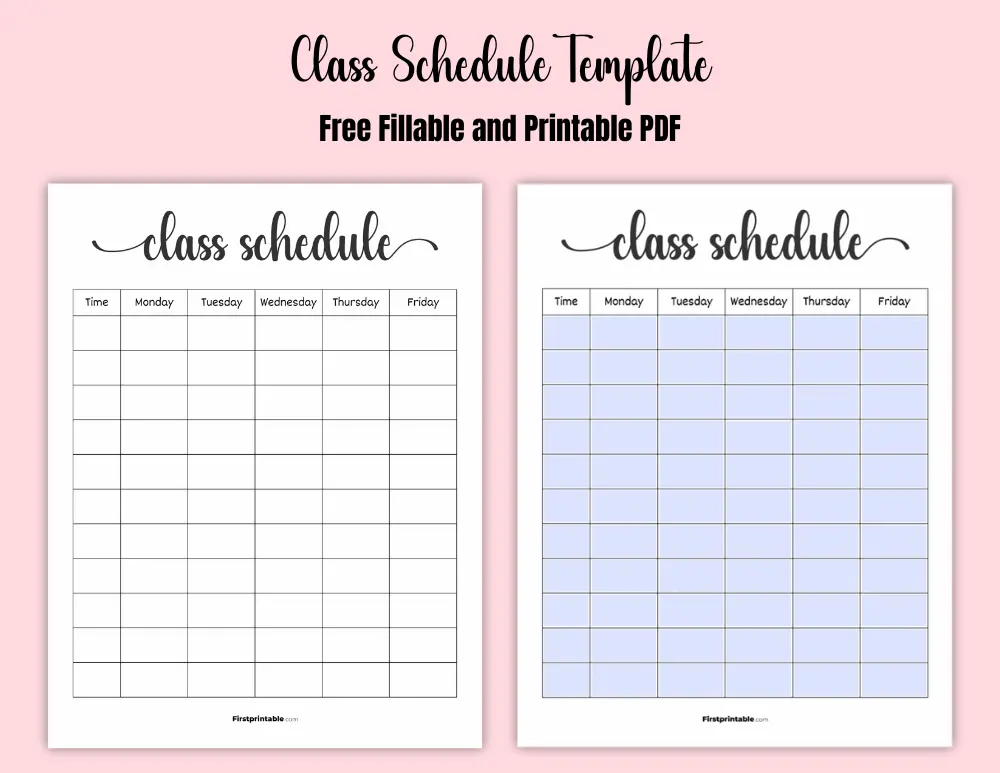 Free Class Schedule Template