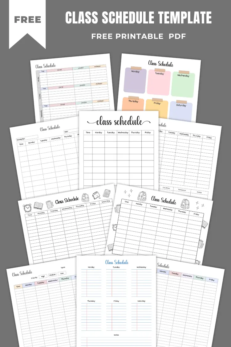 Class Schedule Templates | 25+ Free PDF Printables