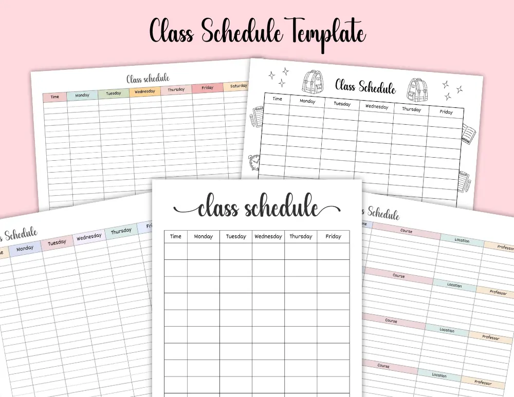 Printable Class Schedule Template