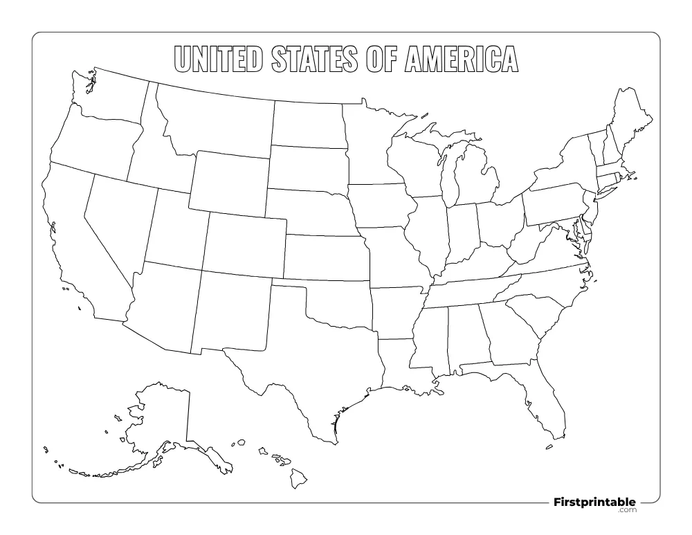 Printable US Map Blank Template 01