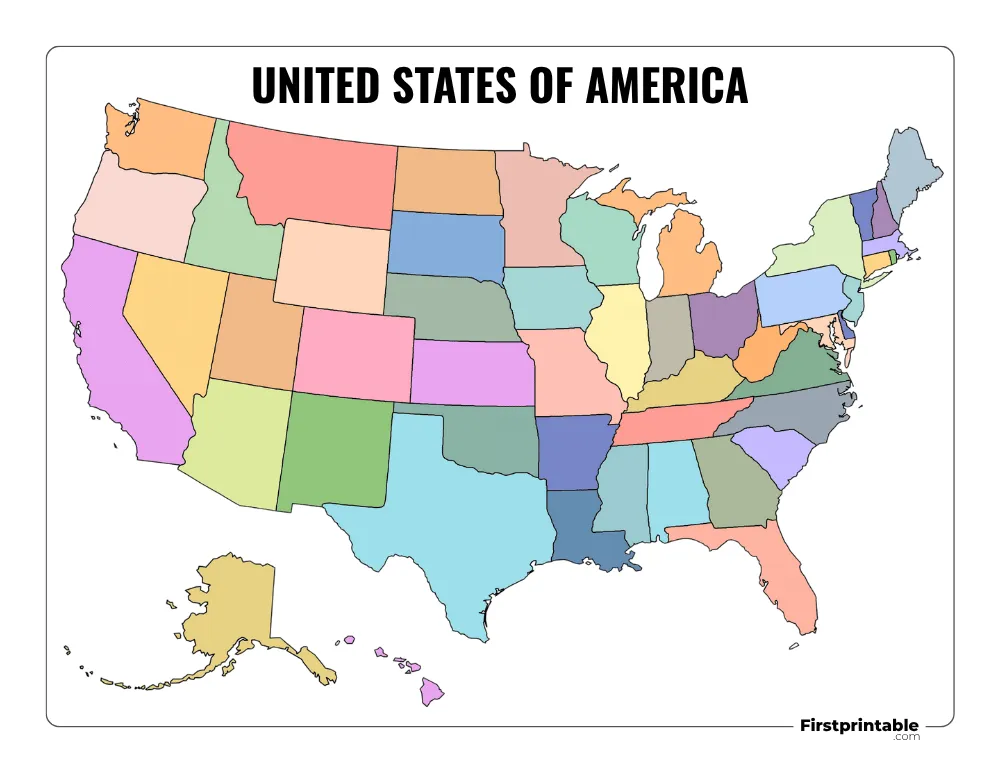 Printable US Map Blank Template 02