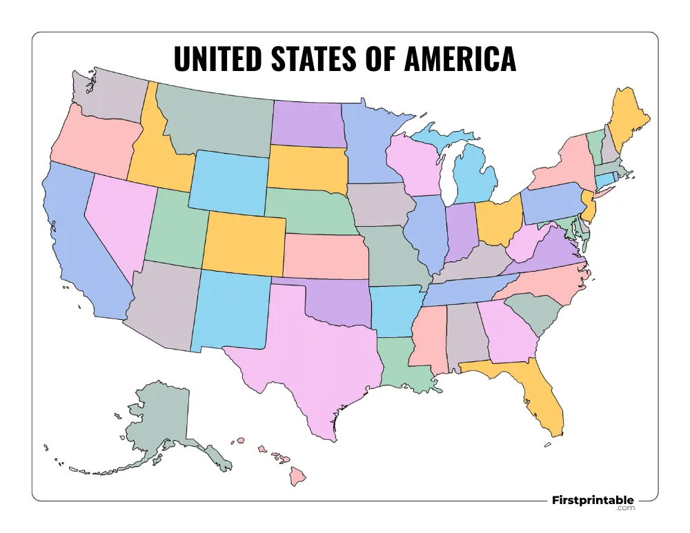 Printable US Map Blank Template 03