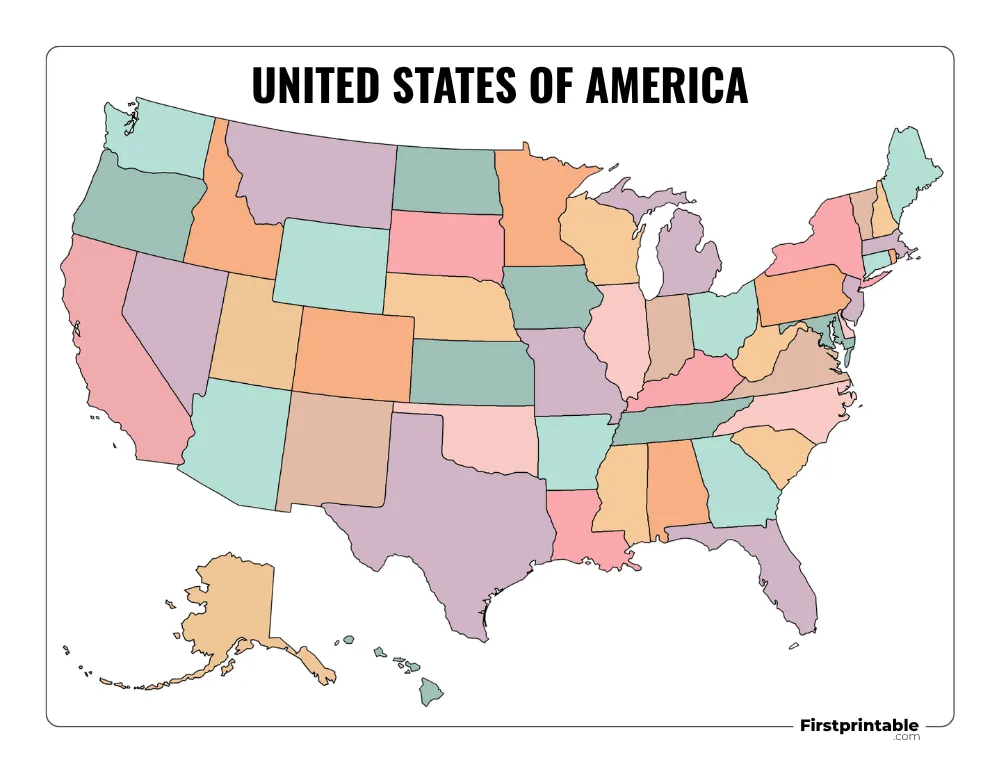 Printable US Map Blank Template 04
