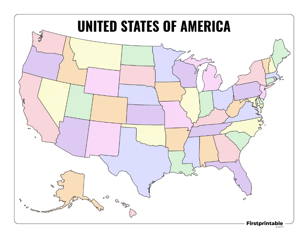 Printable US Map Blank Template 05