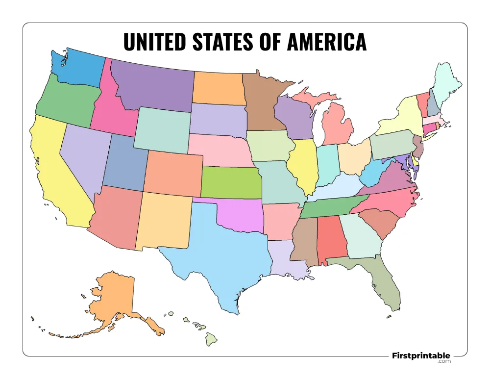 Printable US Map Blank Template 06