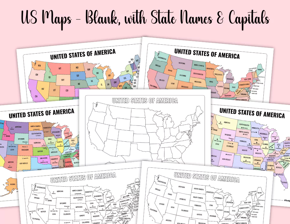 Printable US Map, Blank, with State Names and Capitals Printable US Map, Blank, with State Names and Capitals