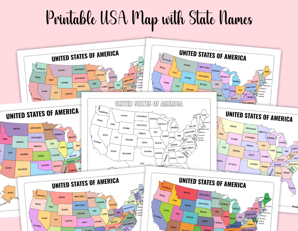 Printable USA Map with State Names Printable USA Map with State Names