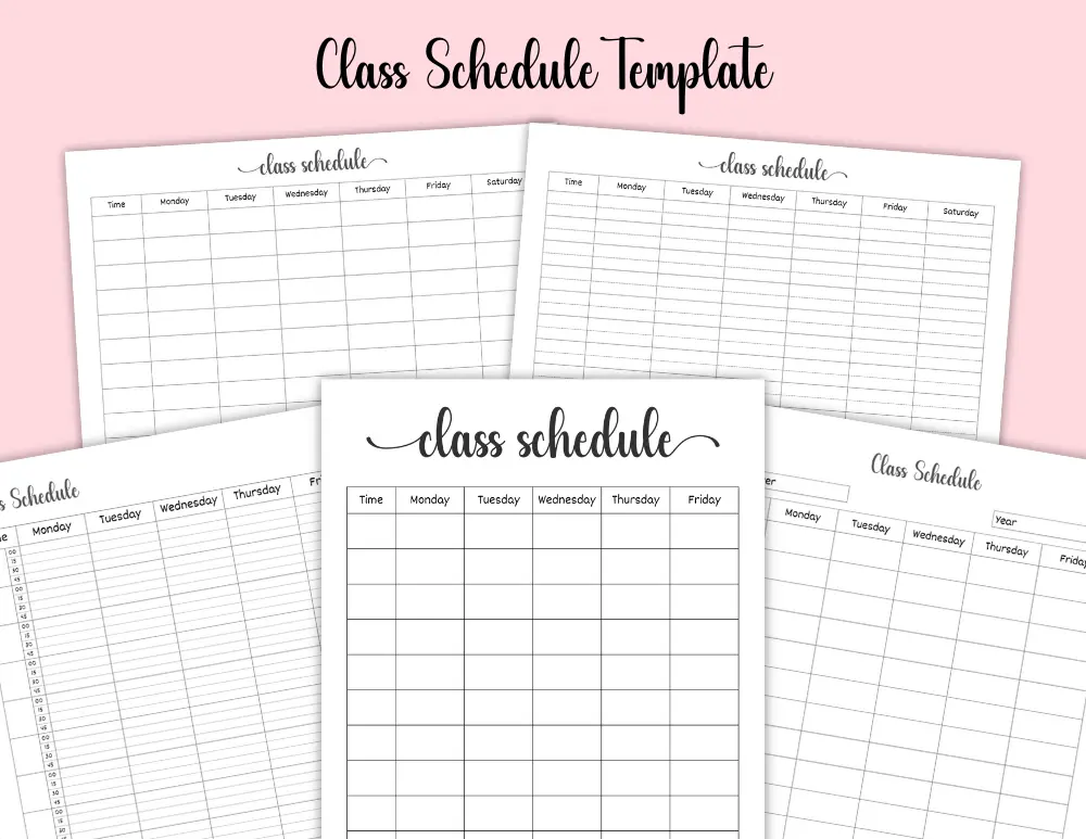 Simple Class Schedule Template