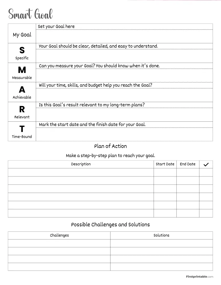 Smart Goal Setting Worksheet Template 01