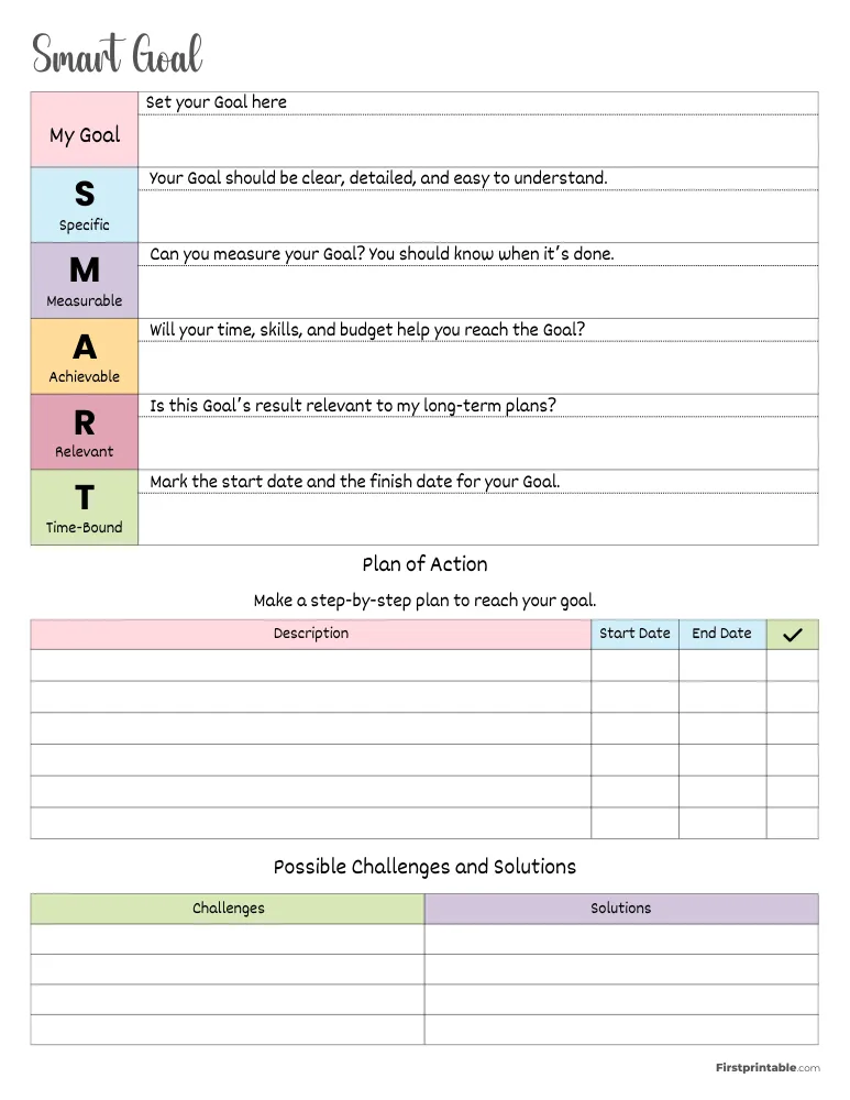 Smart Goal Setting Worksheet Template 02