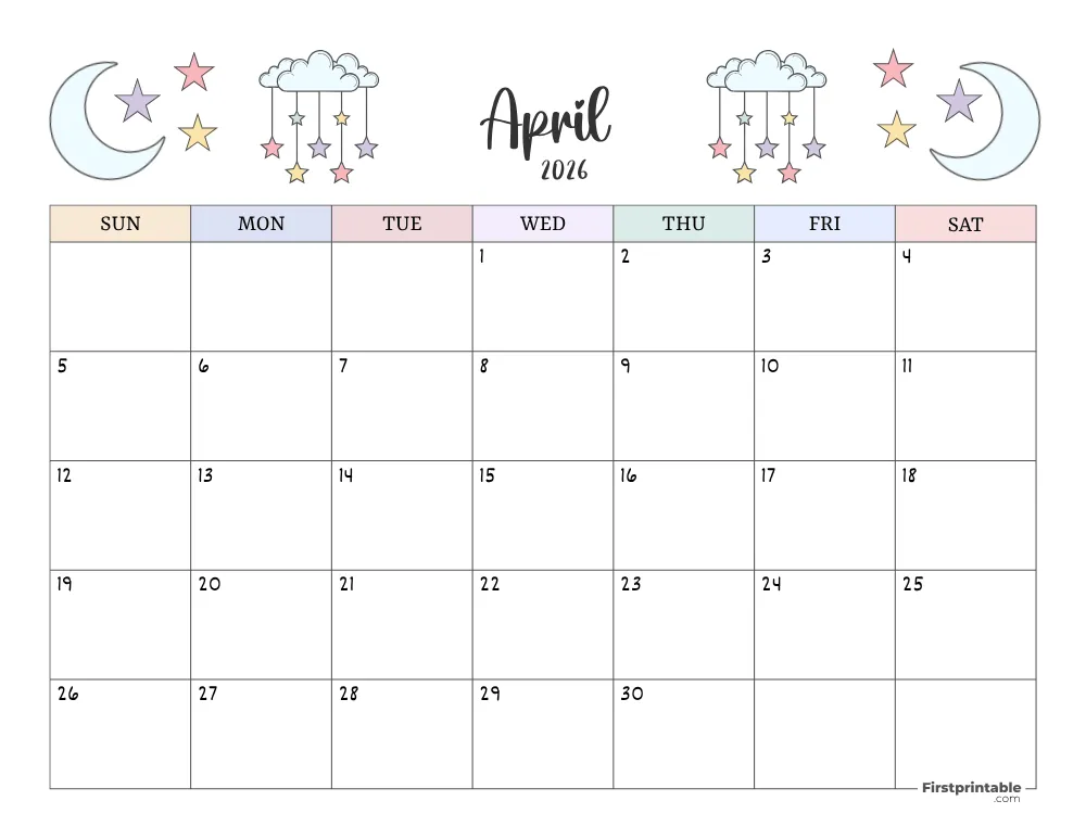 April 2026 Printable Calendar