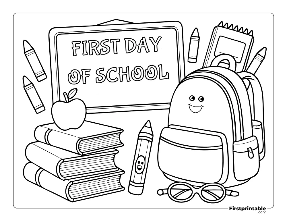 First Day of School Coloring Sheet