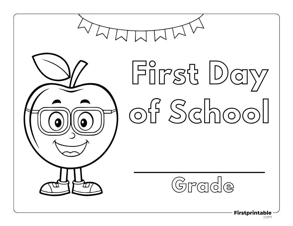 First Day of School Sign Coloring Page