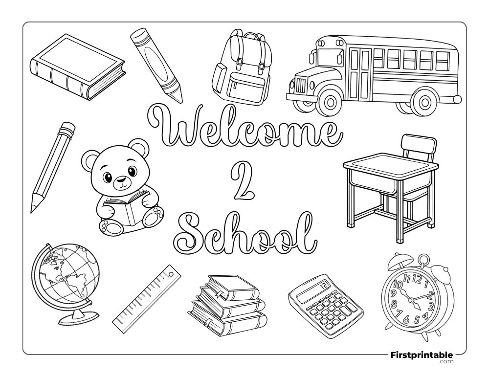 Welcome to School Coloring Page