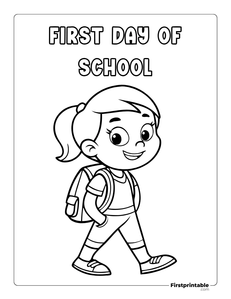Happy Student Going to School Coloring Page
