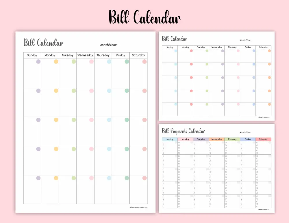 Bill Calendar Bill Calendar