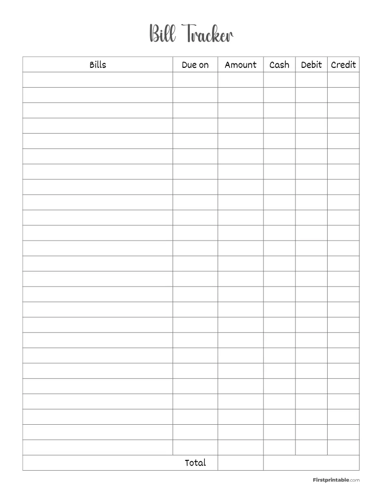 Bill Tracker Template 01