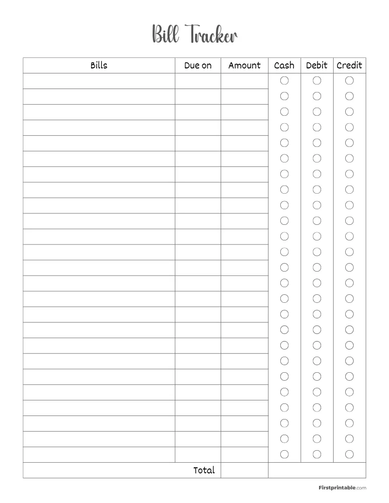 Bill Tracker Template 02