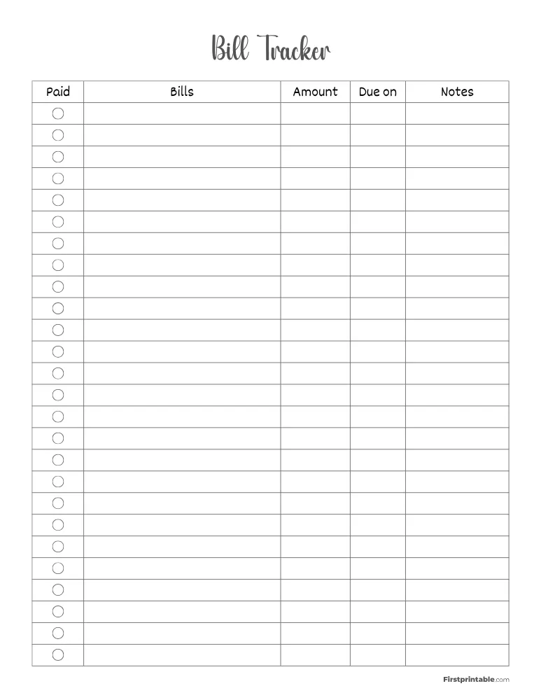 Bill Tracker Template 03