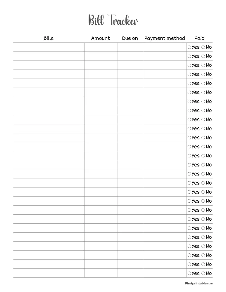 Bill Tracker Template 05