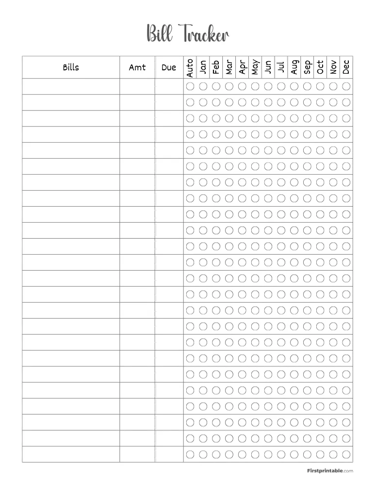 Bill Tracker Template 10