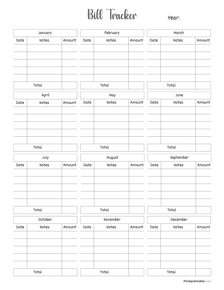 Bill Tracker Template 11