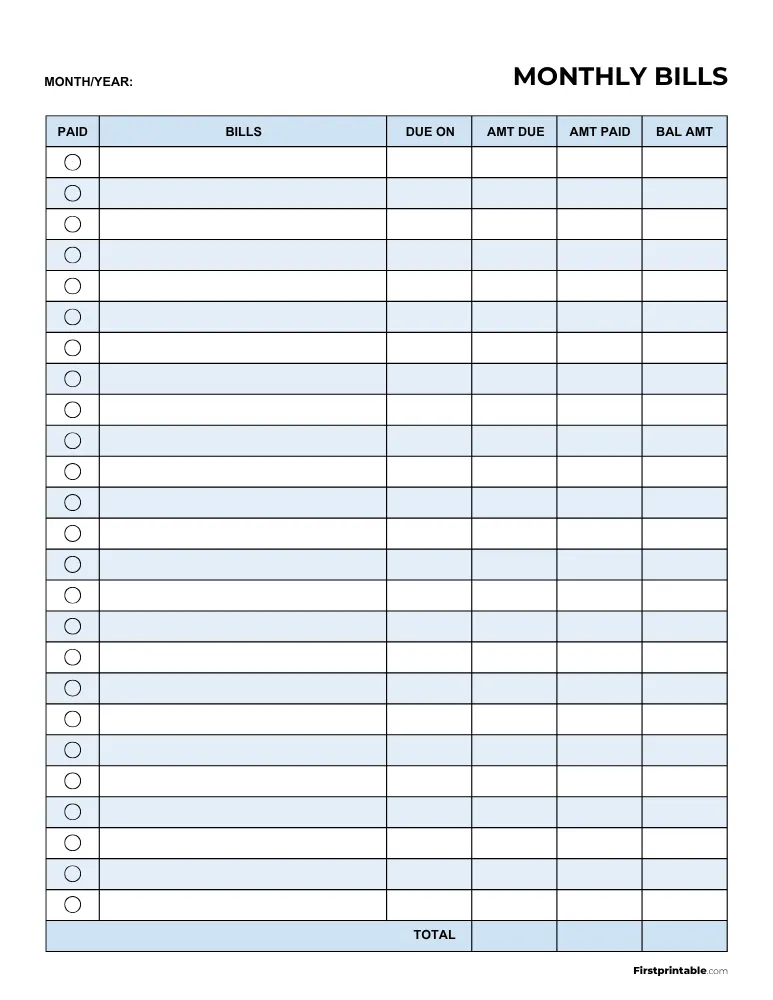 Bill Tracker Template 13