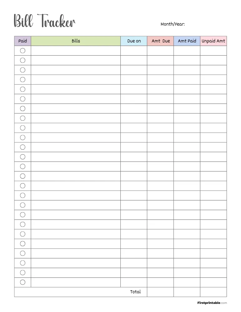 Bill Tracker Template 14