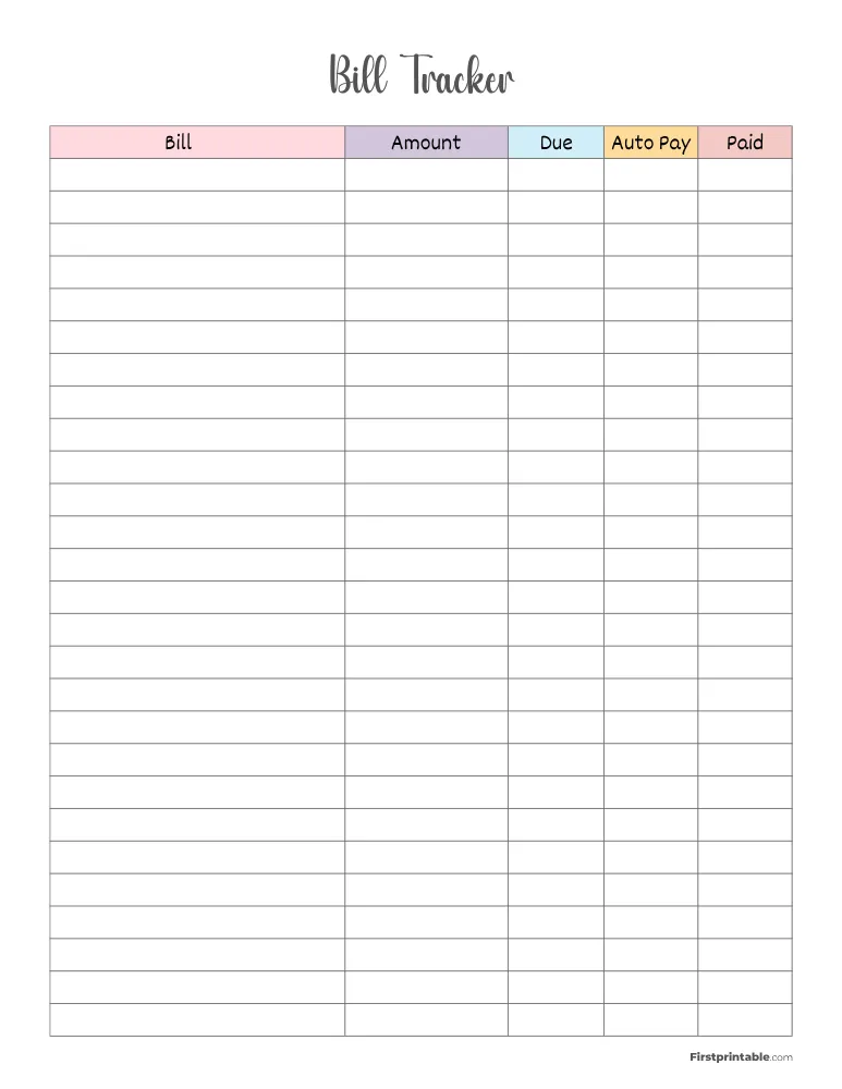 Bill Tracker Template 15