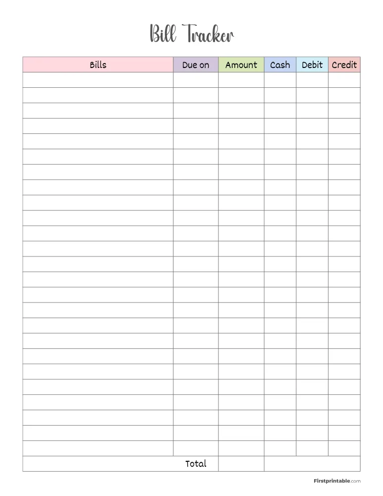 Bill Tracker Template 16