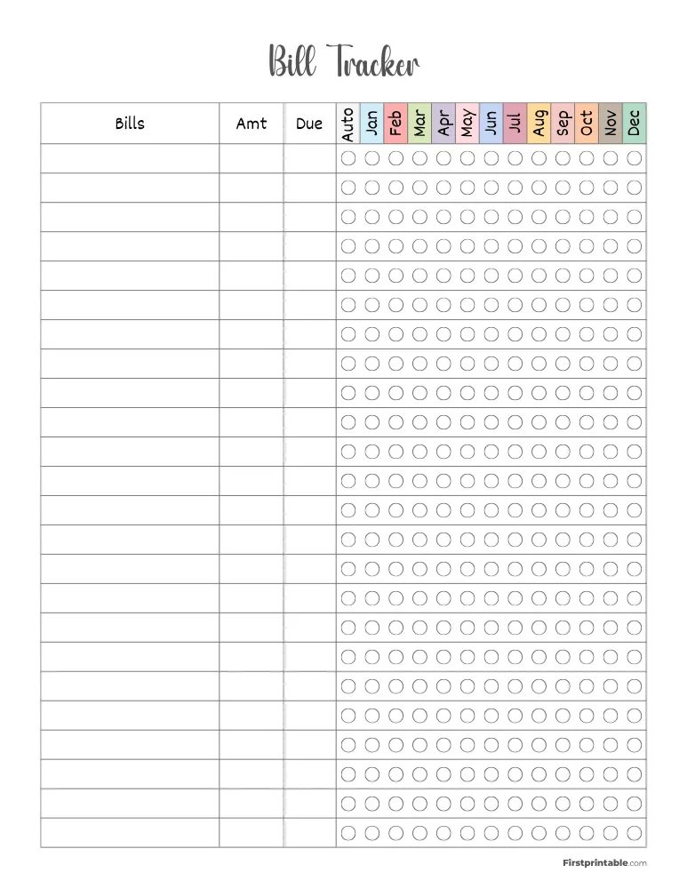 Bill Tracker Template 20