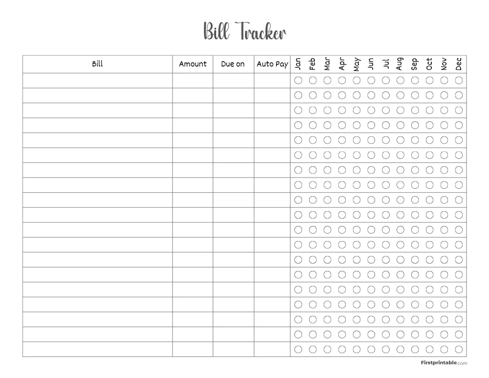 Bill Tracker Template 22