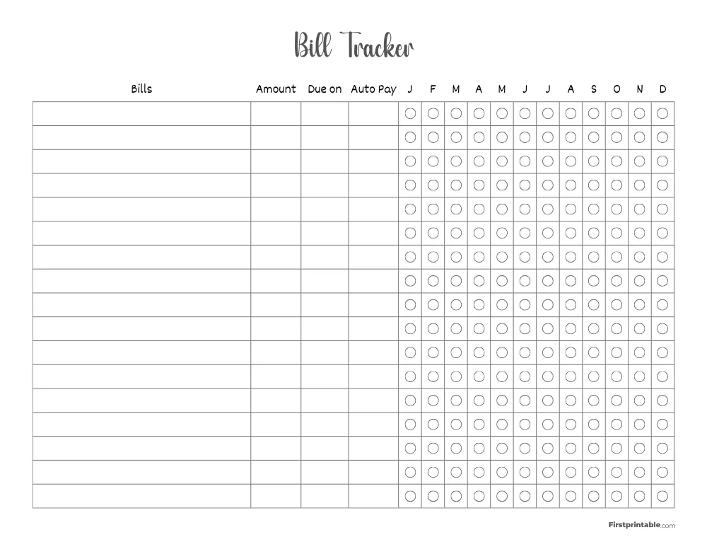 Bill Tracker Template 24