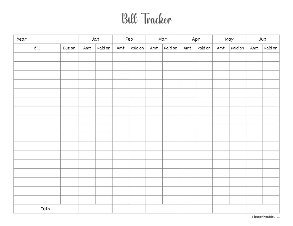 Bill Tracker Template 25