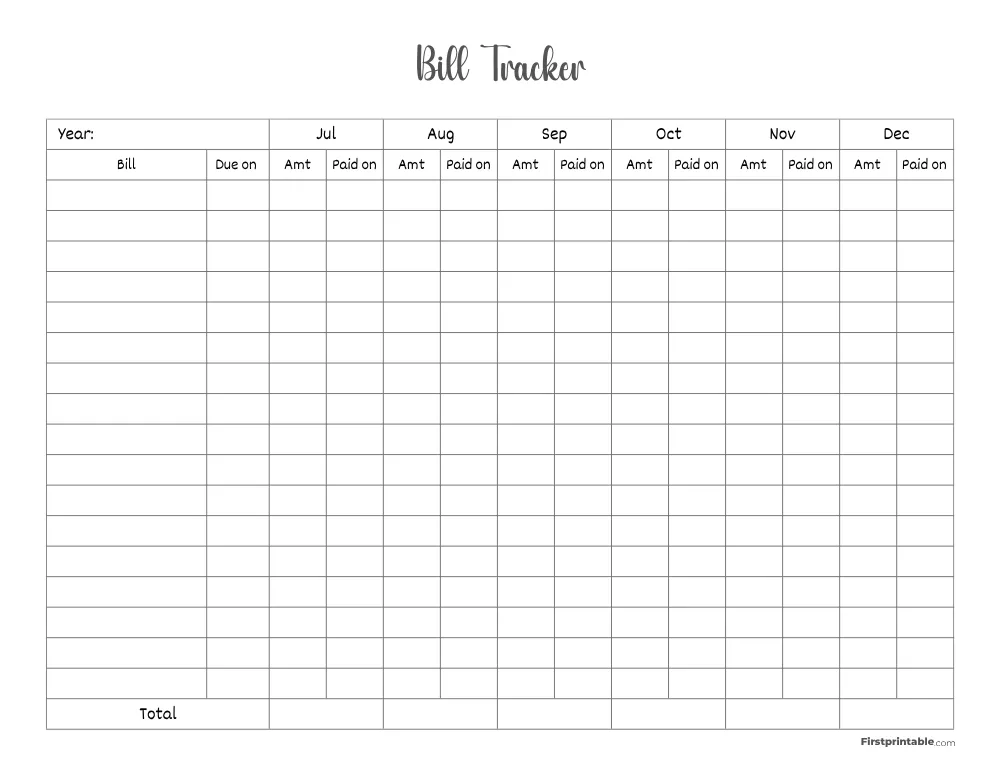 Bill Tracker Template 26
