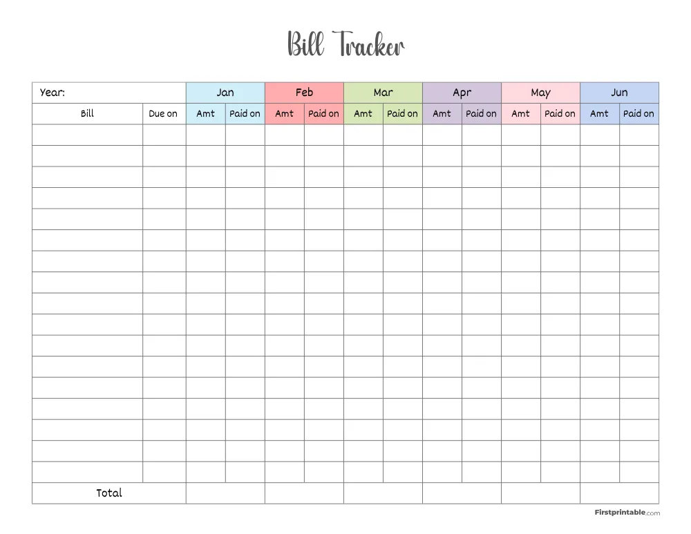 Bill Tracker Template 29