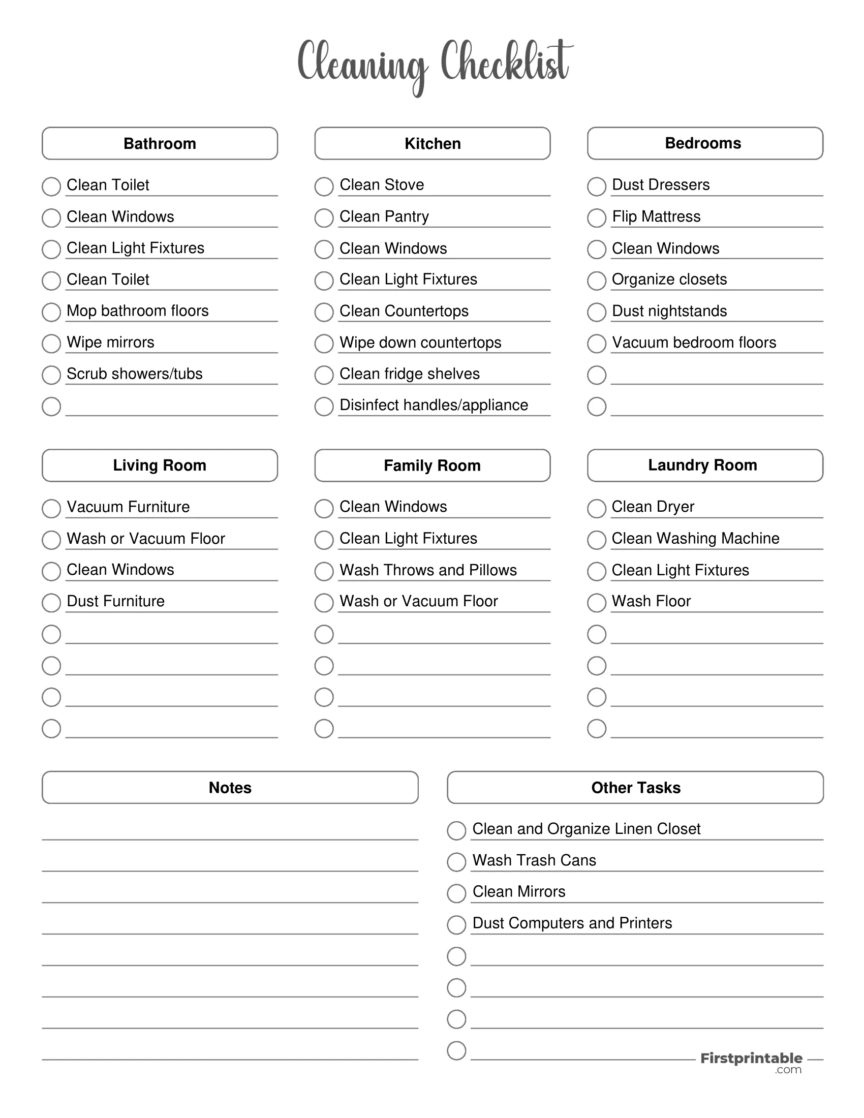 Cleaning Checklist Template 02