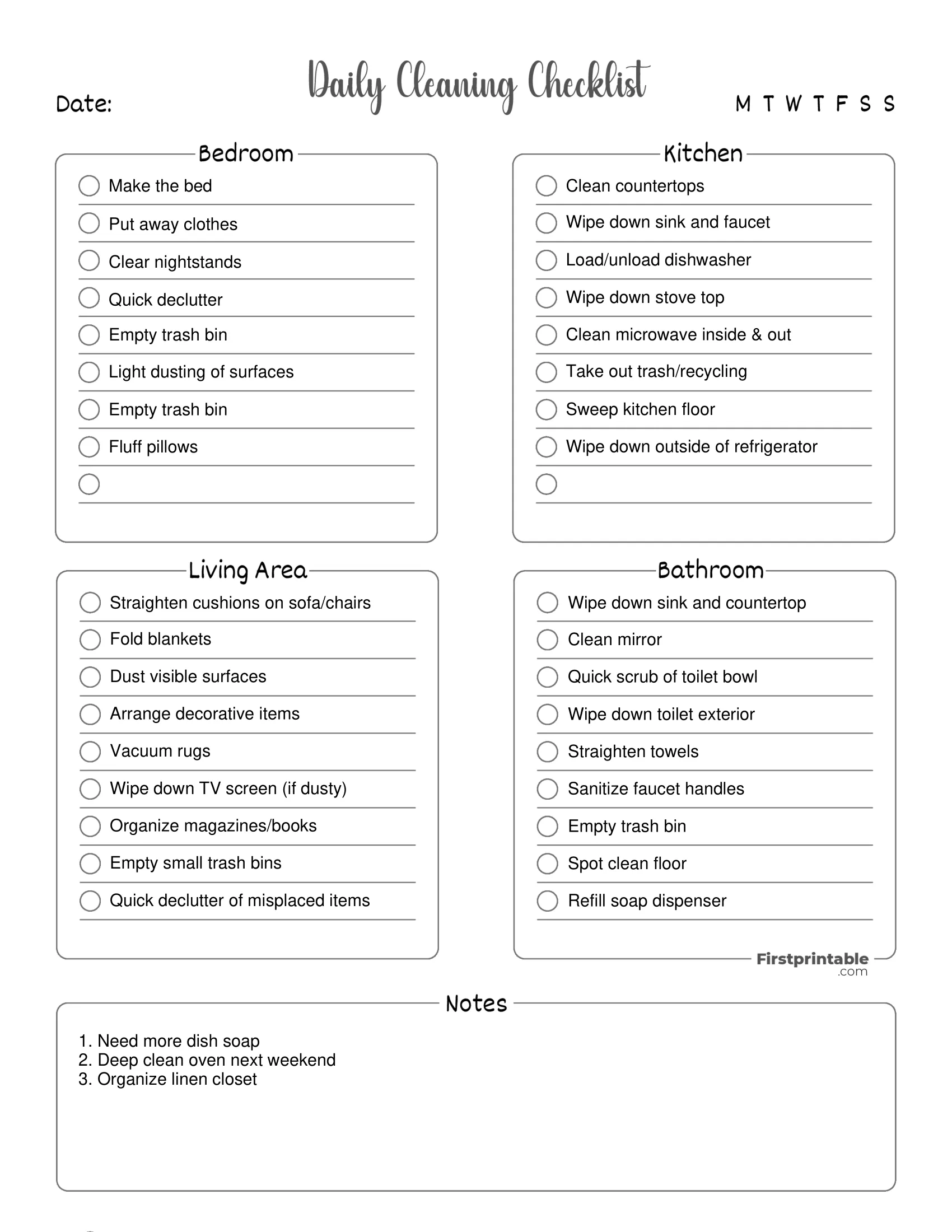 Cleaning Checklist Template 04