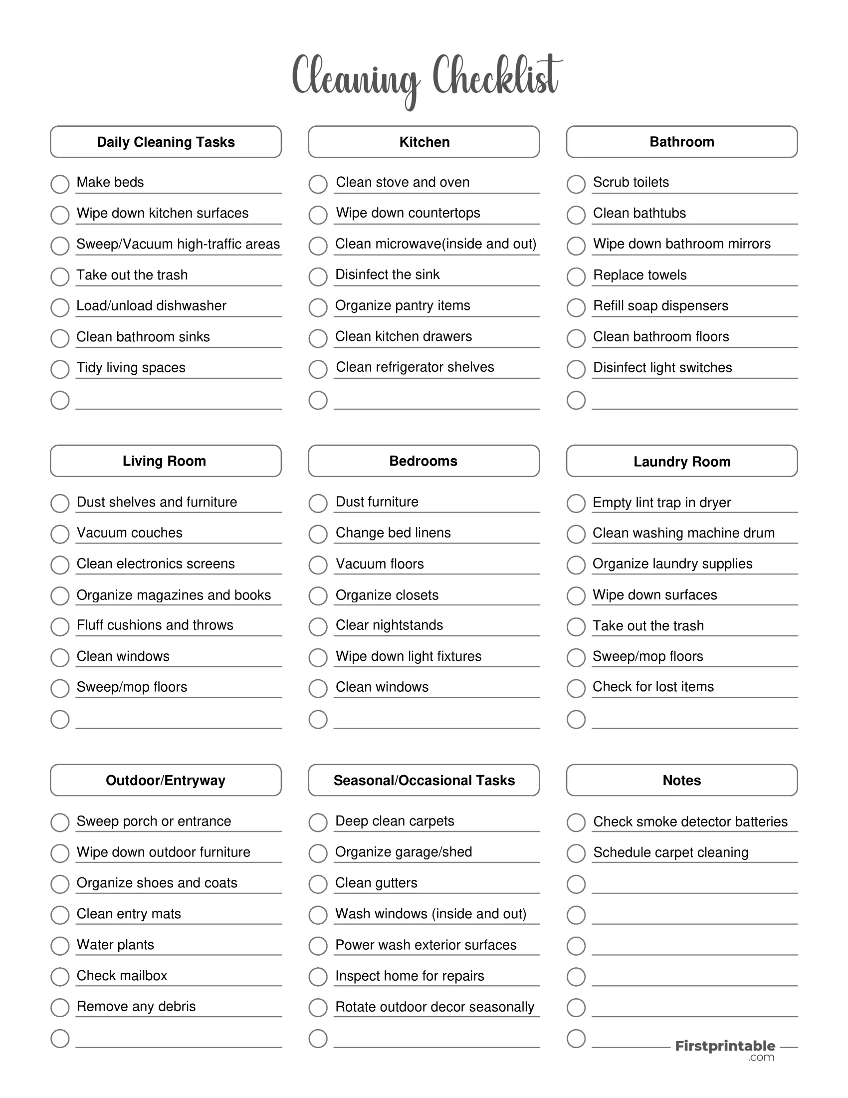 Cleaning Checklist Template 06