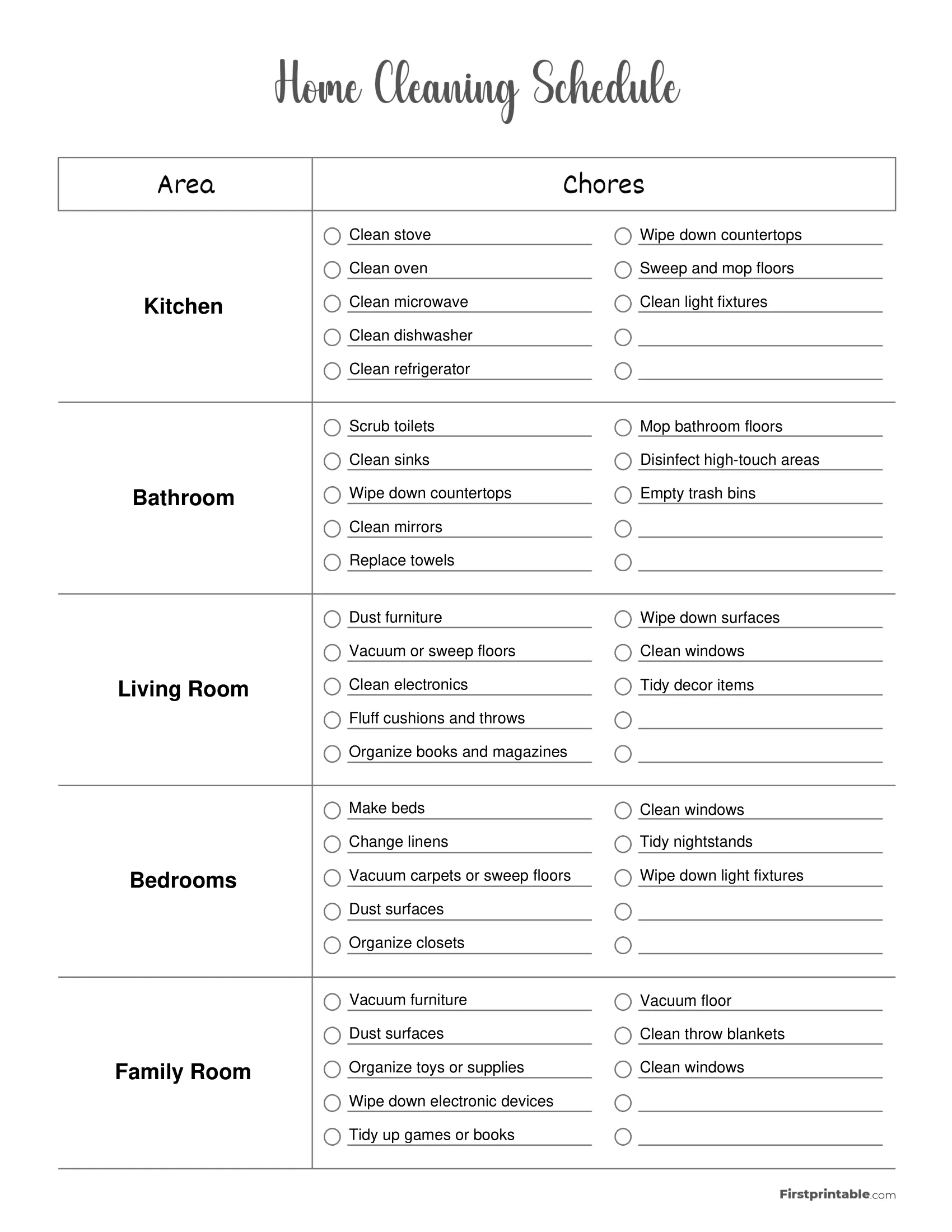 Cleaning Checklist Template 08