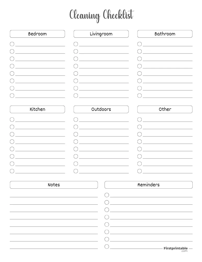 Cleaning Checklist Template 09