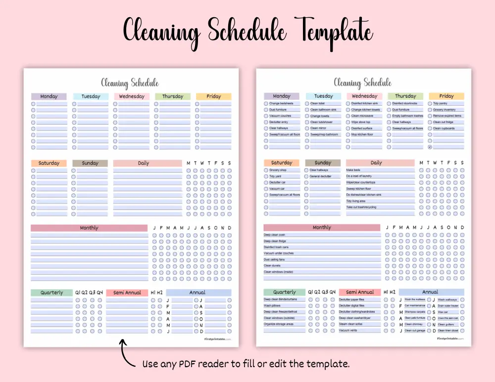Cleaning Schedule 01 Cleaning Schedule 01