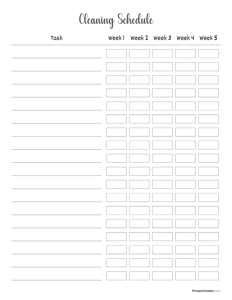 Cleaning Schedule Template 02