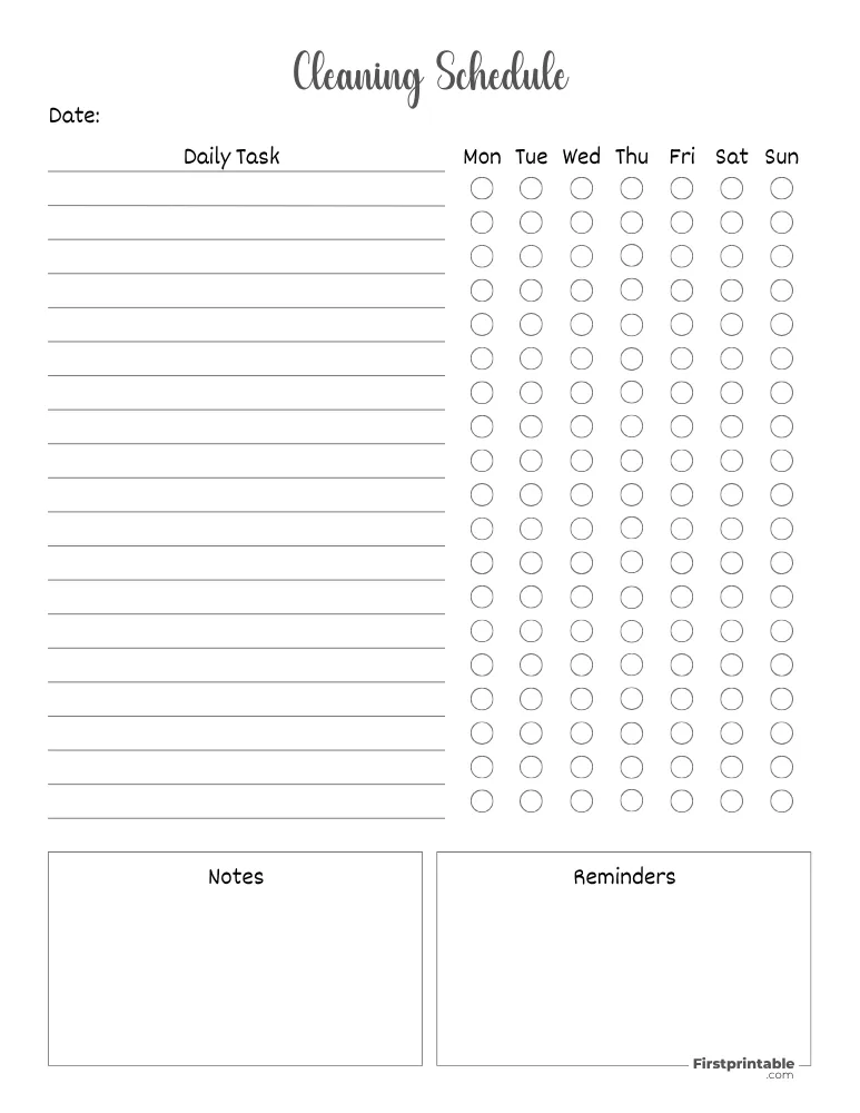 Cleaning Schedule Template 03